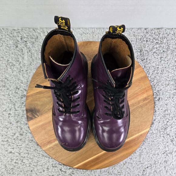 Vtg Dr. Martens Made in England 1460 Purple Leather Trench Combat Boot UK 3 US 5 - Picture 6 of 15